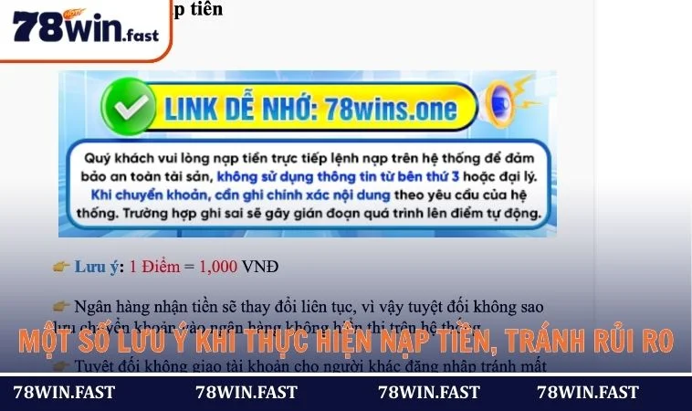 Một số lưu ý khi thực hiện nạp tiền, tránh rủi ro